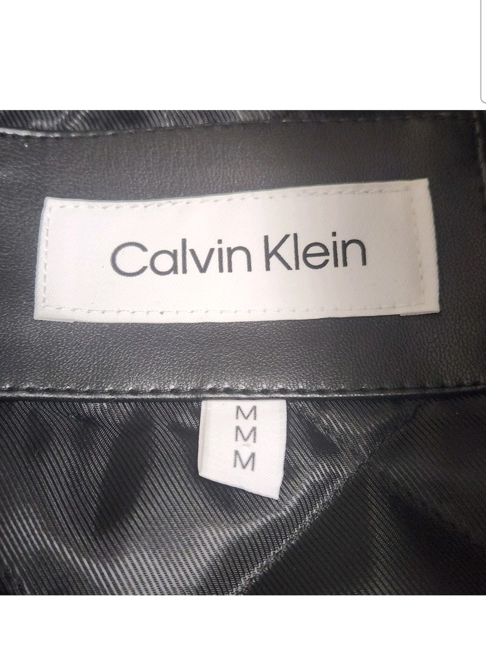 Calvin Klein Everday Essential Faux Leather Jacket M Moto Classic Capsule - Picture 6 of 14